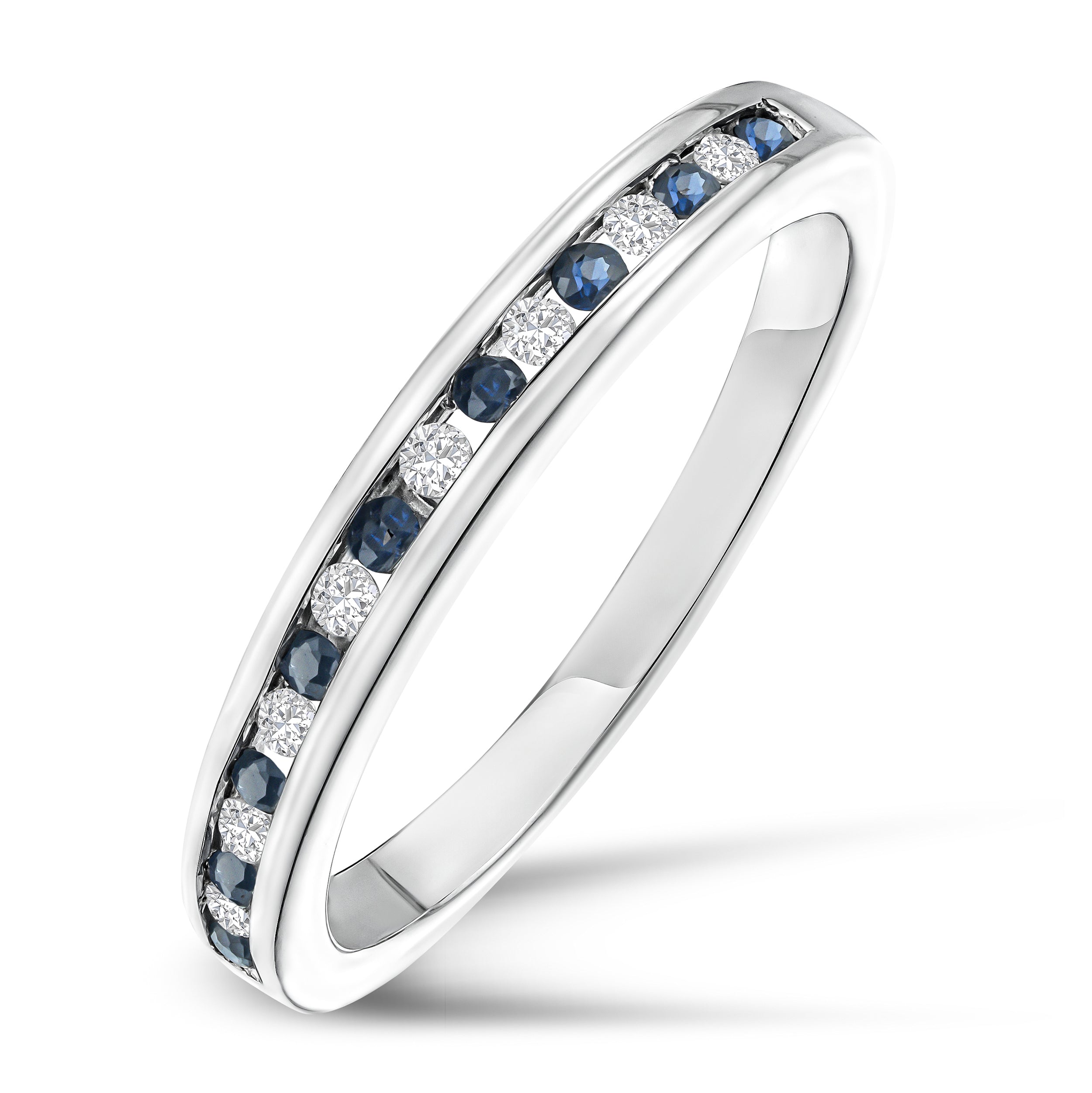 Sapphire 0.12ct And Diamond 925 Sterling Silver Ring